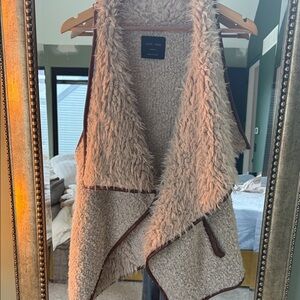 Love Tree Tan and Brown Sherpa Vest